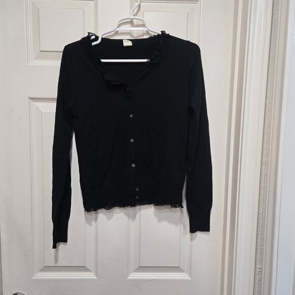 J.Crew Merino Wool Ruffle Cardigan Sweater Women’s Small Black - Picture 8 of 8